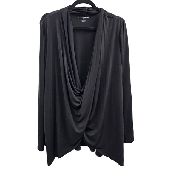 Lane Bryant Blouse Womens 22 24 Plus Size Black Shirt Soft Draped Dressy Work - Picture 4 of 7